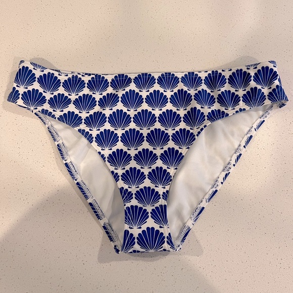 🦀kate spade new york Seashell Print Blue Bandeau Bikini Top and Bottom NWT - Picture 6 of 12